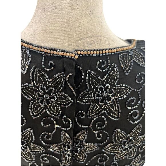Pappell boutique 100% silk beaded Evening blouse size medium. - Picture 5 of 12